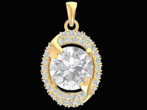 oval diamond lady pendant 3246 jewelry fashion accessories gold woman women design pendants 3d print model - Mito3D