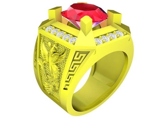 oval diamond phoneix men ring 4280 jewelry fashion accessories gold man design rings 3d print model - Mito3D