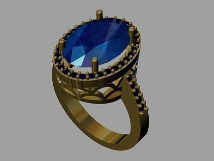 ovale diamant bague gemme bijoux or argent émeraude rubis saphir pierre couleur mode 3dprint imprimable anneaux 3d print model - Mito3D