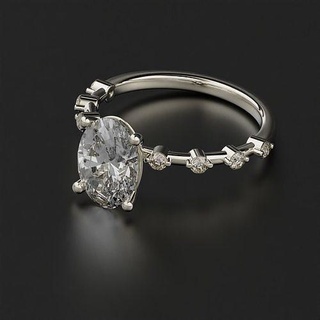 Oval Diamant Ring Schmuck Platin wertvoll Juwel Gold elegant Silber druckbar brillant Sterling Engagement Mode Schönheit Ringe 3d print model - Mito3D