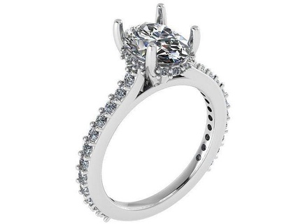 ovale diamant bague 0957 or paver bijoux argent fabrication mode conception engagement gemme imprimable sterling bracelet cubain boucle d'oreille Collier pendentif anneaux 3d print model - Mito3D