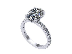 ovale diamant solitaire engagement bague d'or argent bijoux anneaux 3d print model - Mito3D