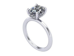 ovale diamant solitaire mariage bague diamants d'or argent bijoux anneaux 3d print model - Mito3D