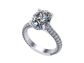 ovale diamant mariage bague d'or argent bijoux anneaux 3d print model - Mito3D
