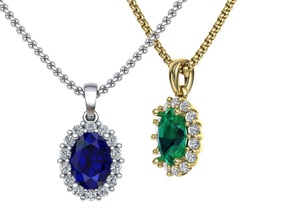 oval diana pendant 7x5 gem jewelry buy 3d model sapphire emerald diamonds ovalcut diamond ruby amethyst pendants 3d print model - Mito3D