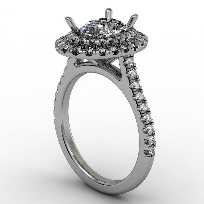 oval doppelt heiligenschein engagement ring schmuck druckbar gold diamant brillant mode schönheit juwel luxus hochzeit band ringe 3D print model - Mito3D