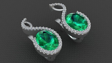 ovale émeraude diamant boucle d'oreille en or infini bijoux de l'anneau l'infini le l'émeraude forme imprimable la mode personnes l'homme d'argent l'oreille femme mariage l'engagement joyau bague des boucles d'oreilles 3d print model - Mito3D
