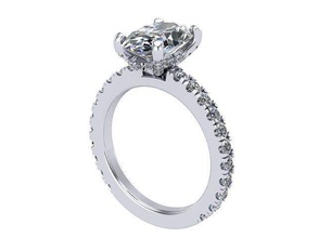 oval engagement ring diamond golden silver jewelry rings 3d print model - Mito3D