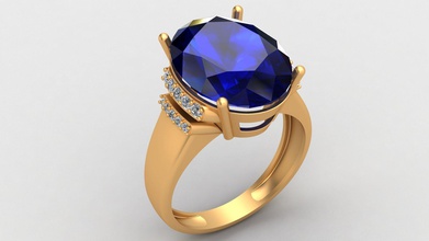 oval joya mujer diamante oro anillo joyería niña boda compromiso imprimible moda zafiro esmeralda plata anillos 3d print model - Mito3D