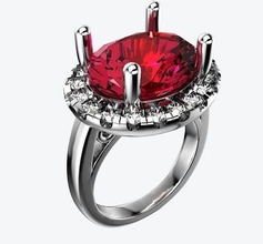 oval piedra preciosa aureola anillo joyería joya precioso lujo oro haloring compromiso diamante 3d imprimible brillante rubí Moda anillos vestido 3d print model - Mito3D