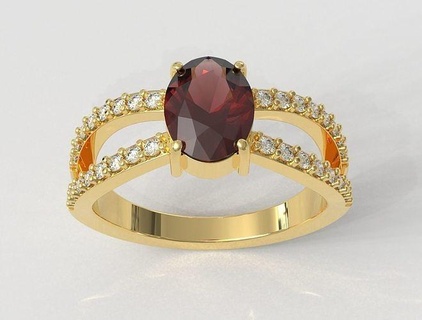 oval gemstone ring rings gold jewelry pauloranieri trendy fashion classic modern silver diamond printable gem jewellery 3d print model - Mito3D