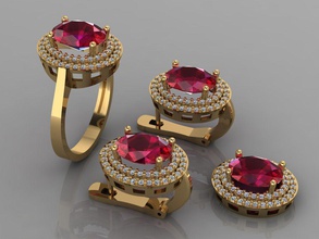 oval gold silber einstellen schmuck diamant juwel druckbar ring hochzeit mode engagem saphir engagement rubin anhänger halskette nashorn smaragd 3d print model - Mito3D