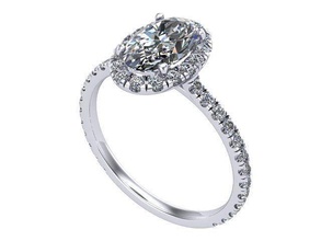 ovale halo diamant engagement bague d'or argent bijoux anneaux 3d print model - Mito3D