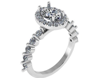 ovale Halo diamant bague 0911 or paver bijoux argent fabrication mode conception engagement gemme imprimable sterling bracelet cubain boucle d'oreille Collier pendentif anneaux 3d print model - Mito3D