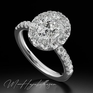 Oval Heiligenschein Engagement Ring Gold Ringe Schmuck Diamant Hochzeit Juwel druckbar brillant Mode Luxus Kunst 3d 3d print model - Mito3D