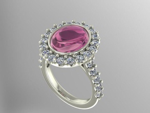 ovale halo bague de fiançailles bijoux l'engagement le diamant en imprimable pendentifs 3d print model - Mito3D