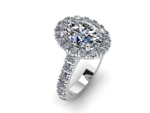 ovale anneau de halo forme l'anneau gols l'engagement bijoux les anneaux 3d print model - Mito3D