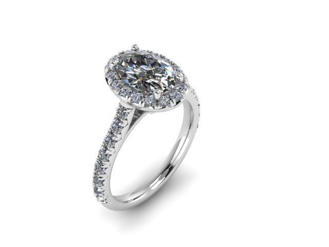 oval aureola anillo diamante dorado plata joyería joya anillos 3D print model - Mito3D