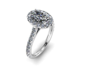 ovale halo anello gioielli diamante d'oro argento anelli 3d print model - Mito3D