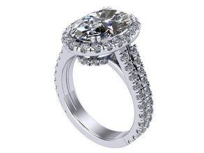 ovale Halo Divisé jarret diamant engagement bague d'or bijoux anneaux 3d print model - Mito3D