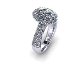 oval halo cono de mango la joyería compromiso anillo los diamantes boda oro anillos 3d print model - Mito3D
