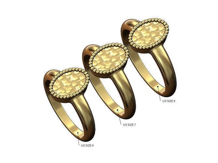 Oval gehämmert Perlen Mode Band us Größen 6 7 8 Korn Ring Schmuck druckbar Gold Silber Textur geschmiedet facettiert Nugget Aussage Stapler einfach 3d Modell Sterling Ringe 3d print model - Mito3D