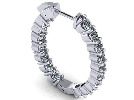 oval hoop earrings - various stone sizes diameters earring jewel jewelry jewellery diamond diamonds gold printable brilliant gem round wedding fashion design statement 3d print model - Mito3D