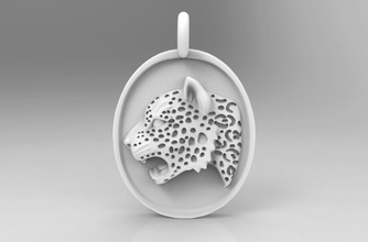 oval jaguar anhänger katze dschungelkatze dschungel schmuck silber metall druckbar drucken 3d 3d print model - Mito3D