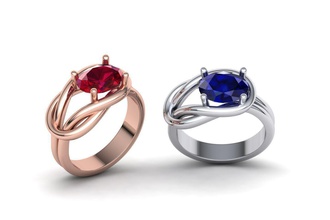 oval nó do anel 9x7 gem jóias de corte safira esmeralda ouro diamante comprar 3d modelo 3dring 3dprint anéis 3d print model - Mito3D