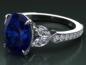 oval marquise Diamant-Verlobungsring Schmuck ring Ringe diamond Diamanten Platin gold Saphir ruby Silber 3d print model - Mito3D