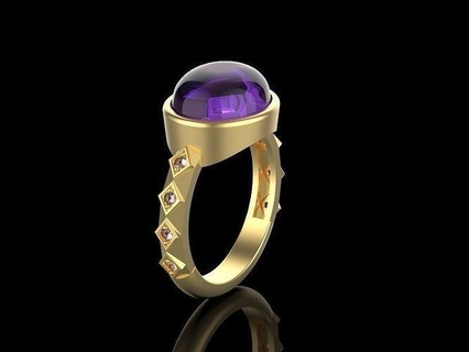 Oval Männer Gold Silber Ring Schmuck druckbar Ringe Diamant Mode Juwel Hochzeit Stein Edelstein 3d print model - Mito3D