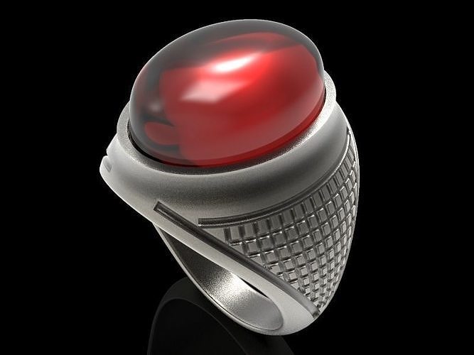 ovale Hommes bague or argent 3dprint bijoux imprimable anneaux diamant gemme mariage engagement mode brillant sterling engagem 3D print model - Mito3D