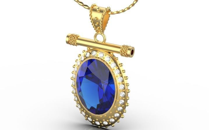 oval pingente joalheria ouro gema luxo colar prata imprimível brilhante engagem colares noivado 3dmodel Mohamad pingentes 3D print model - Mito3D