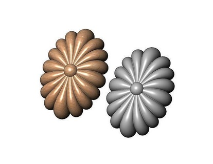 oval ribbed rosette onlay relief oval ribbed rosette onlay relief flower ornament cnc carving plaster moldings printable moulding carved wood cake vintage decor 3d model 3d printable art sculptures  3d print model - Mito3D