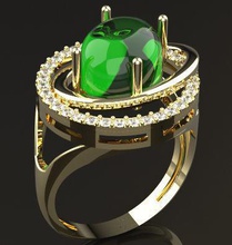 ovale bague gemme brillant engagem sterling imprimable argent or bijoux émeraude diamant engagement vintag bijou anneaux 3d print model - Mito3D