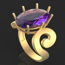 oval anillo plata oro impresión diamante brillante joyería joya imprimible libra esterlina moda belleza esmeralda piedra preciosa vendimia anillos 3d print model - Mito3D