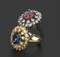 oval ring in 3d il modello di stampa diamante anello fidanzamento moda oro gioielli silverwhite argento gemma stampabile diamanti brillante e bellezza roby vintag anelli 3d print model - Mito3D