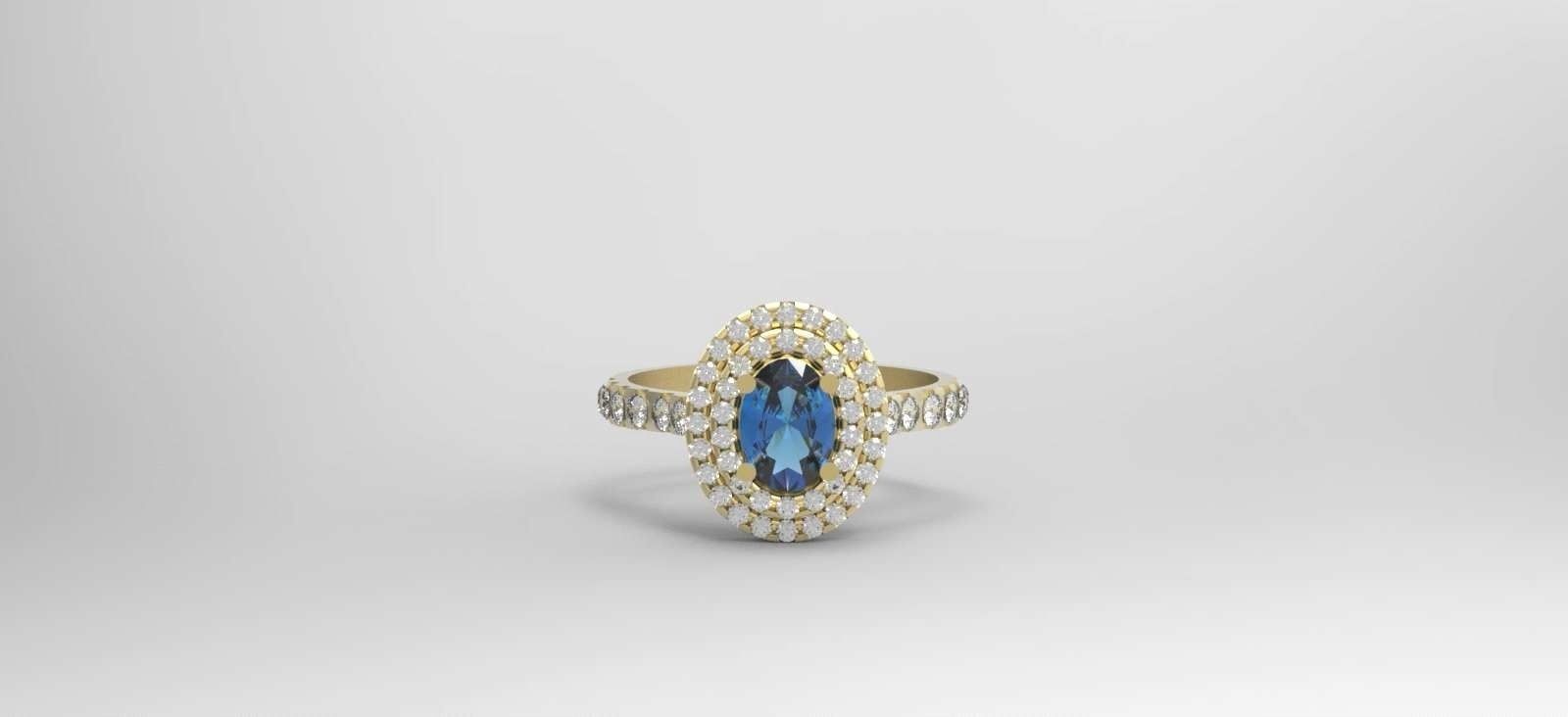 anneau ovale soleste de l'anneau forme le diamant saphir or brillant bijoux imprimable d'argent ruby bague en fiançailles joyau mariage les anneaux 3D print model - Mito3D