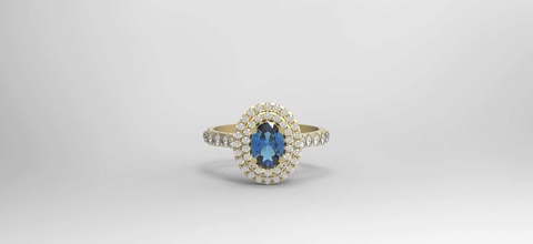 anneau ovale soleste de l'anneau forme le diamant saphir or brillant bijoux imprimable d'argent ruby bague en fiançailles joyau mariage les anneaux 3d print model - Mito3D