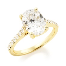 Oval Ring Stein Diamanten r0005 Schmuck Gold druckbar 3dmodel Rendern Engagement Ringe 3d print model - Mito3D