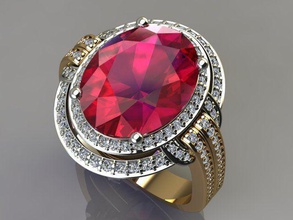 oval anel de rubi jóias dimamond brilhantes pedra preciosa cortes anéis 3d print model - Mito3D