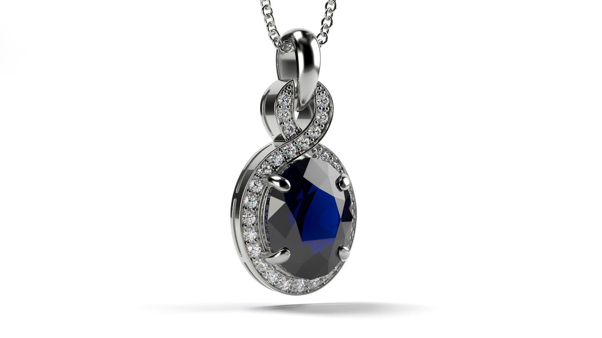 oval sapphire pendant 2 saphire jewelry jewellery diamond pendants 3D print model - Mito3D
