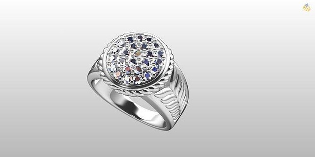 ovale forme homme bague bijoux Hommes unique style mode diamant or argent gemme anneaux 3d print model - Mito3D