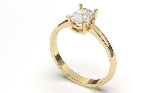 ovale solitaire engagement bague bijoux or brillant mariage luxe romance imprimable gemme diamant argent précieux platine unique anneaux 3d print model - Mito3D