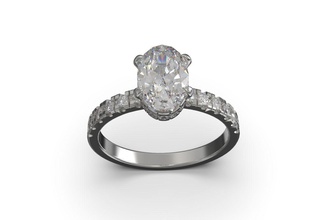 oval Solitär-Verlobungsring Schmuck solitaire ring diamond engagement weiß gold Juwel Diamant-ring gem einzigartig beautifull Ringe 3d print model - Mito3D