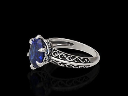 oval Roca antiguo floral tallado anillo oro plata joyería joya Boda compromiso hombres mujer Moda moderno filigrana diamante zafiro anillos 3d print model - Mito3D