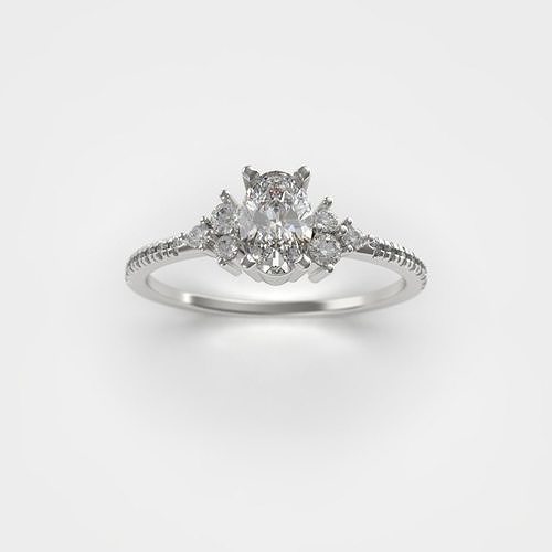ovale calcul engagement bague prêt impression diamant bijoux platine mariage précieux luxe brillant or Humain argent imprimable anneaux 3D print model - Mito3D