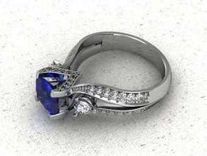 pierre ovale d'un carat bijoux de luxe l'anneau en vertu l' central forme pesant les anneaux 3d print model - Mito3D