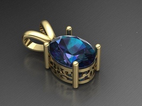 ovale calcul pendentif boucle d'oreille or luxe platine gemme bijoux brillant imprimable mode beauté diamants diamant argent pendentifs 3d print model - Mito3D