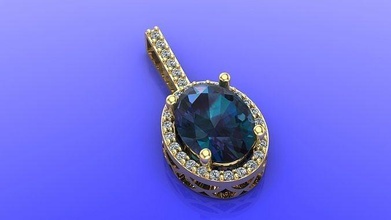 oval stone pendant diamonds jewelry gold silver printable jewel jewellery sterling pendants fashion brilliant 3d print model - Mito3D